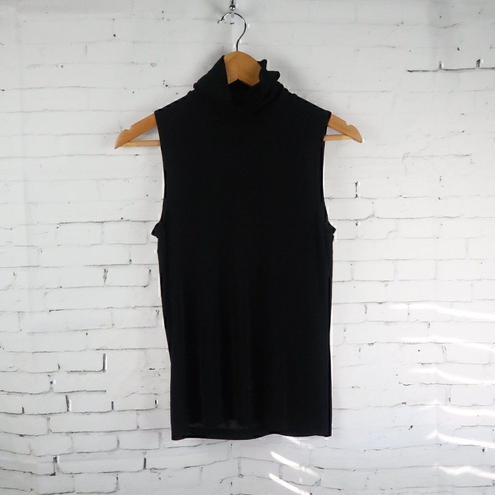 SUSAN LAWRENCE BLACK COWL NECK SLEEVELESS HIGH NECK TOP SIZE MEDIUM